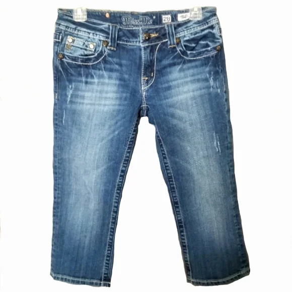Miss Me 28 Distressed Capris Embroidered Blue Capri Jeans - Picture 3 of 15